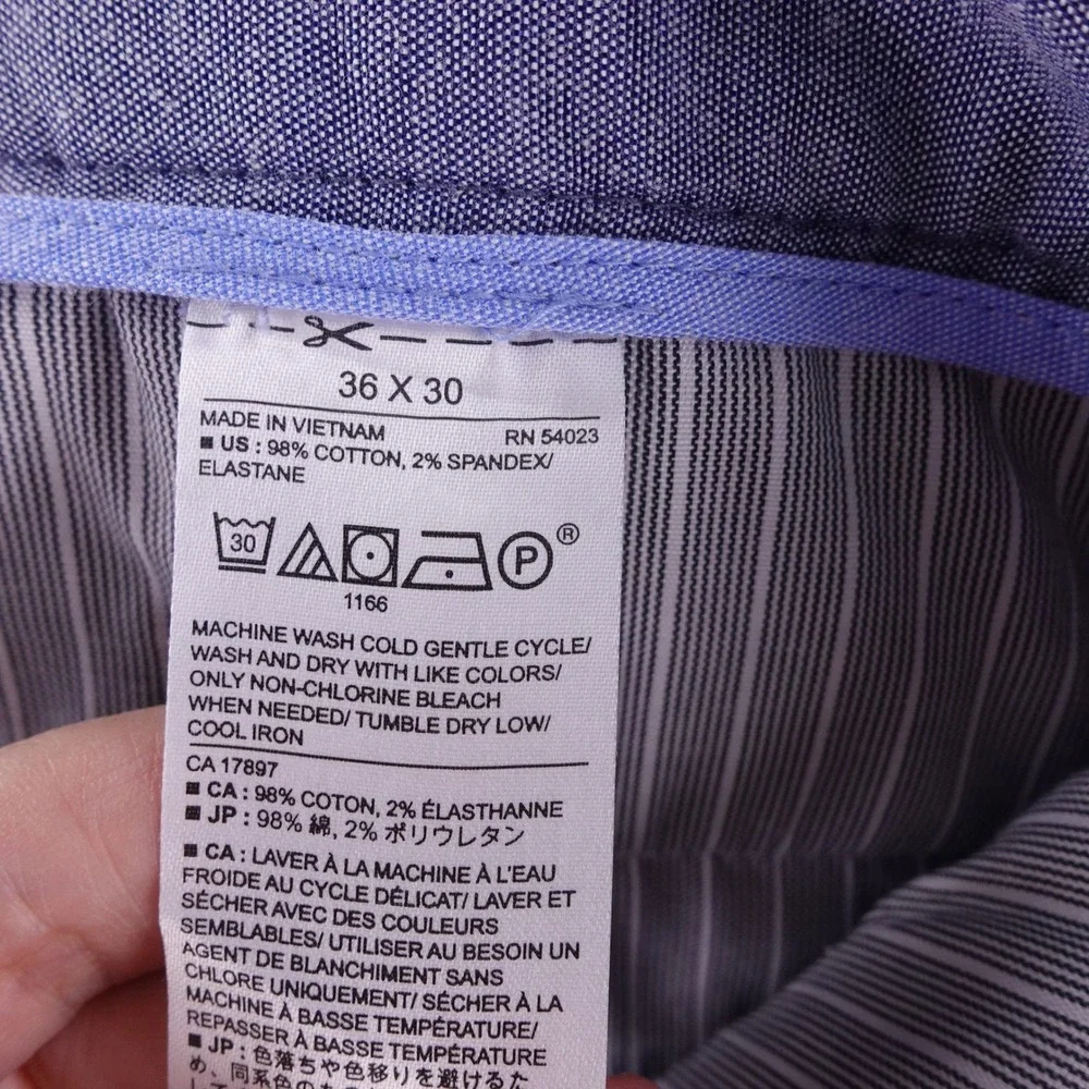 Banana Republic Mens 36x30 Slim Fit Chinos Blue Micro Pinstripe Cotton Pants